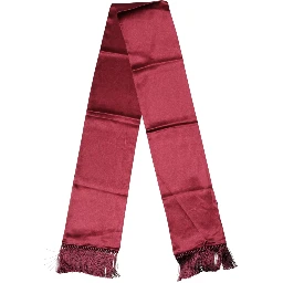 Red Satin Silk Fringes Neck Foulard Scarf