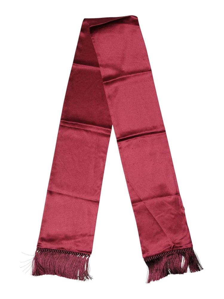 Red Satin Silk Fringes Neck Foulard Scarf