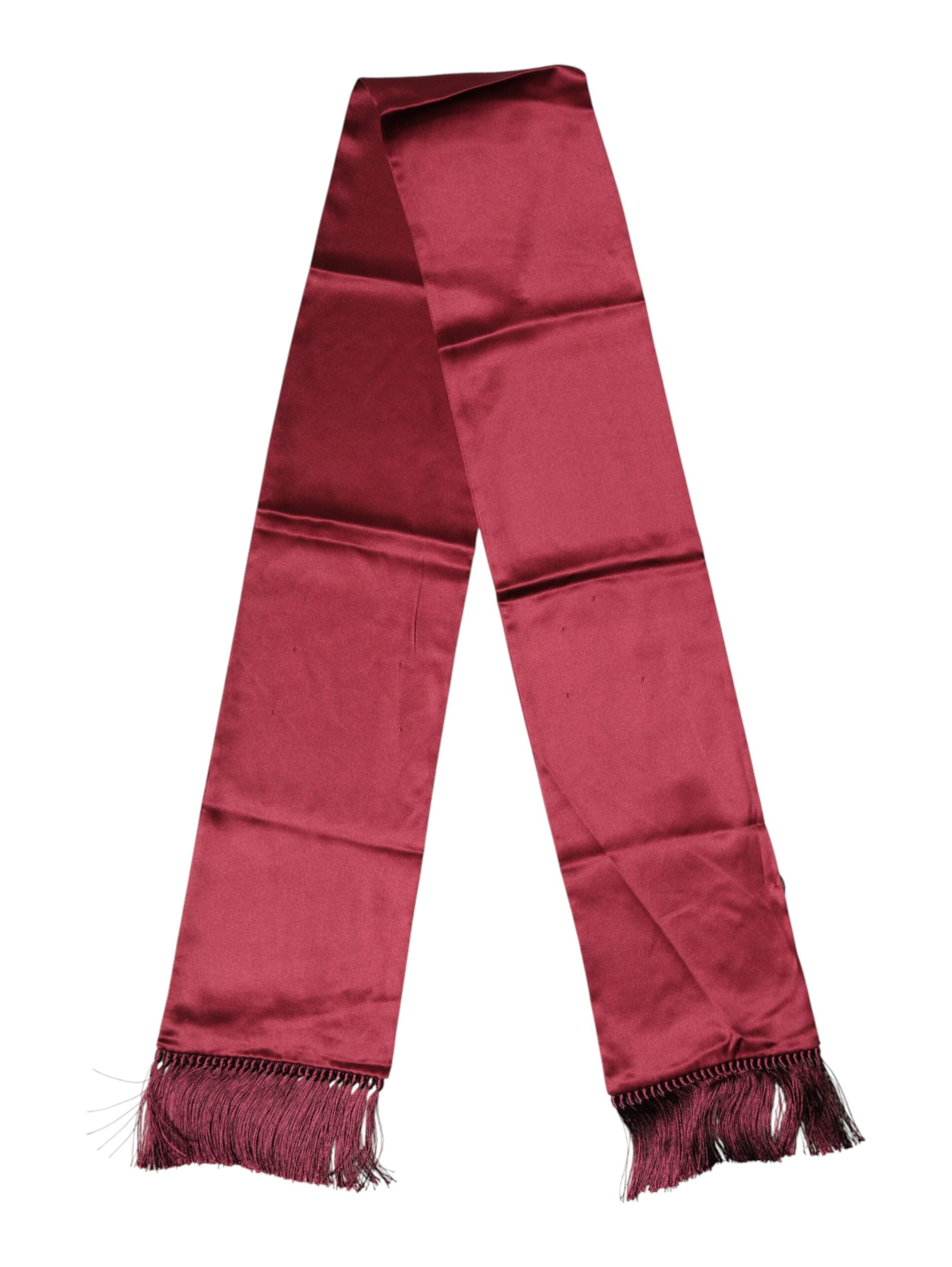 Red Satin Silk Fringes Neck Foulard Scarf