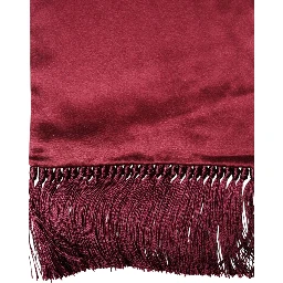 Red Satin Silk Fringes Neck Foulard Scarf