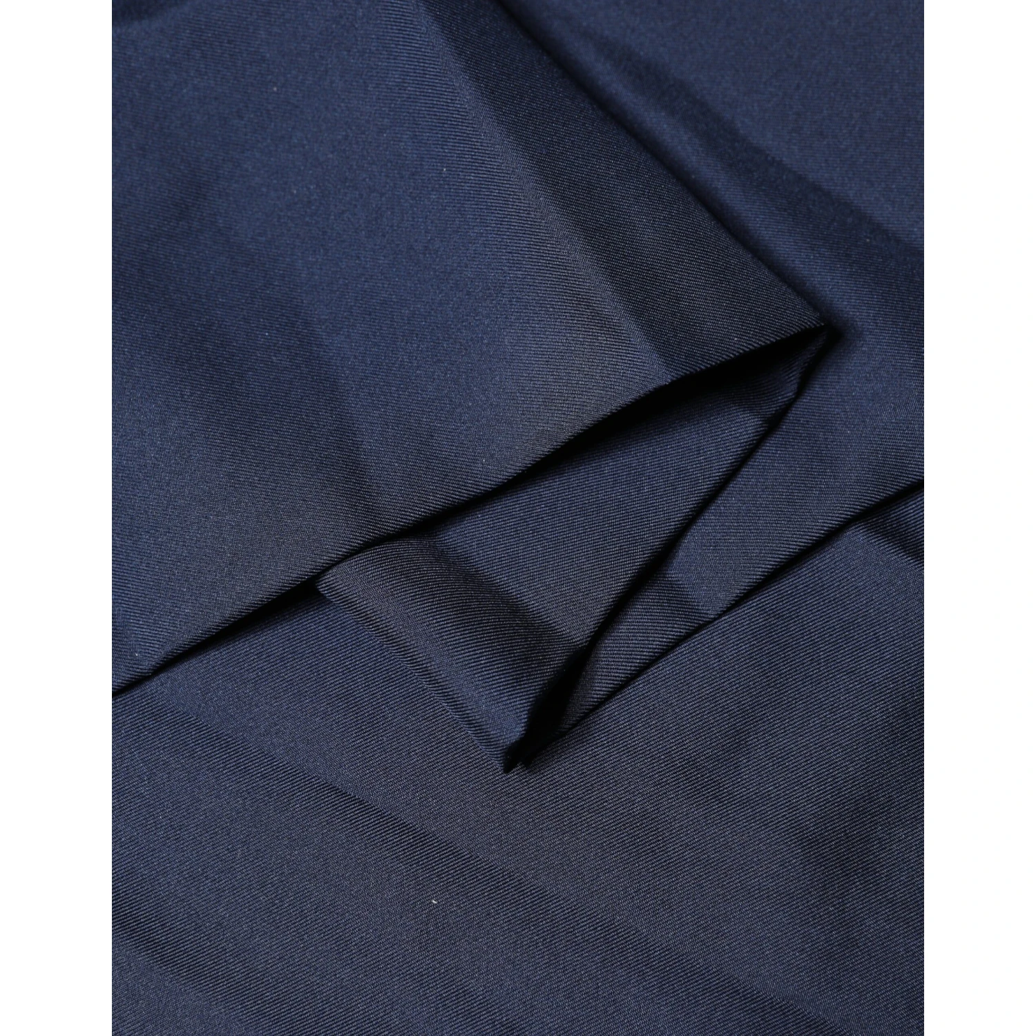 Navy Blue Silk Fringes Neck Foulard Scarf