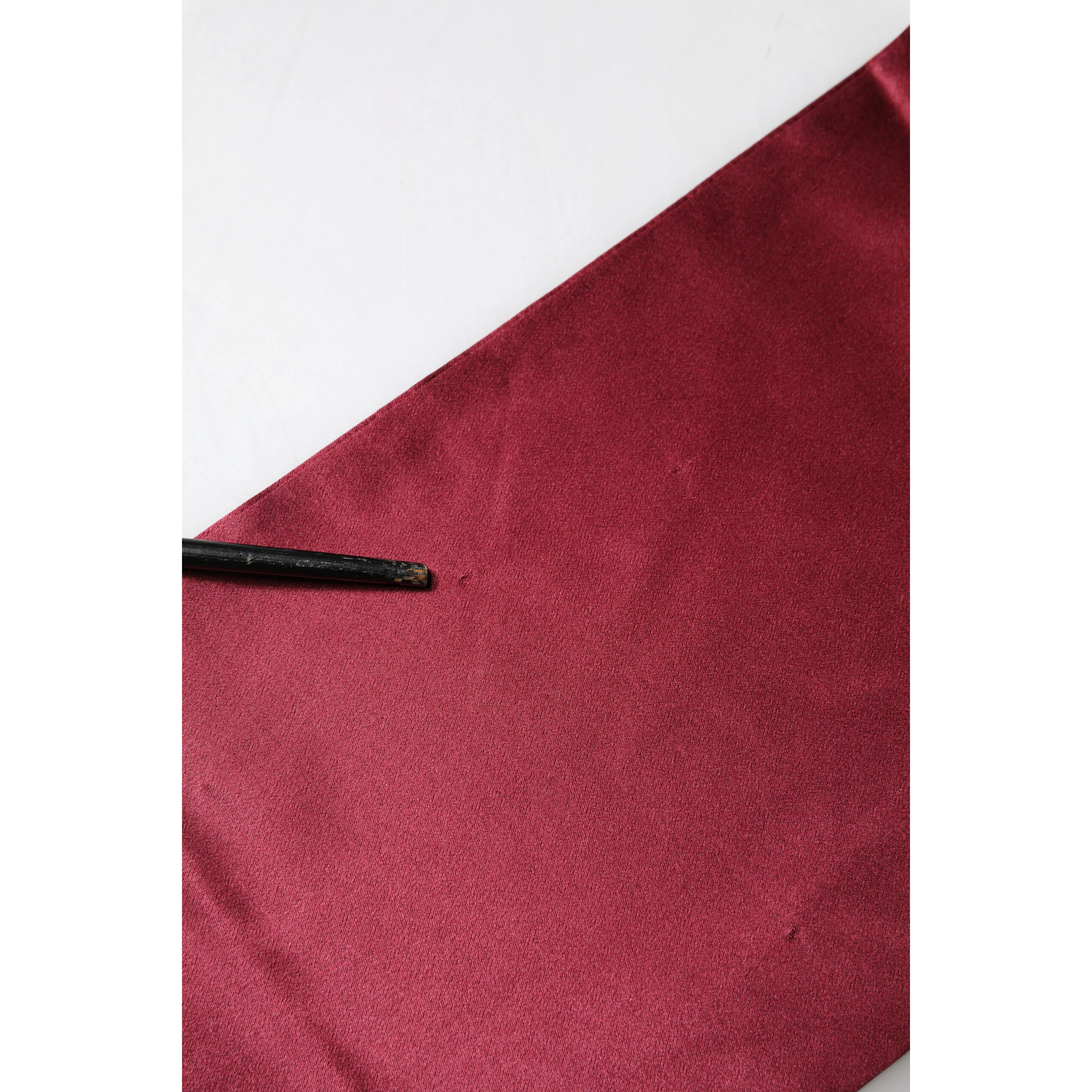 Red Satin Silk Fringes Neck Foulard Scarf