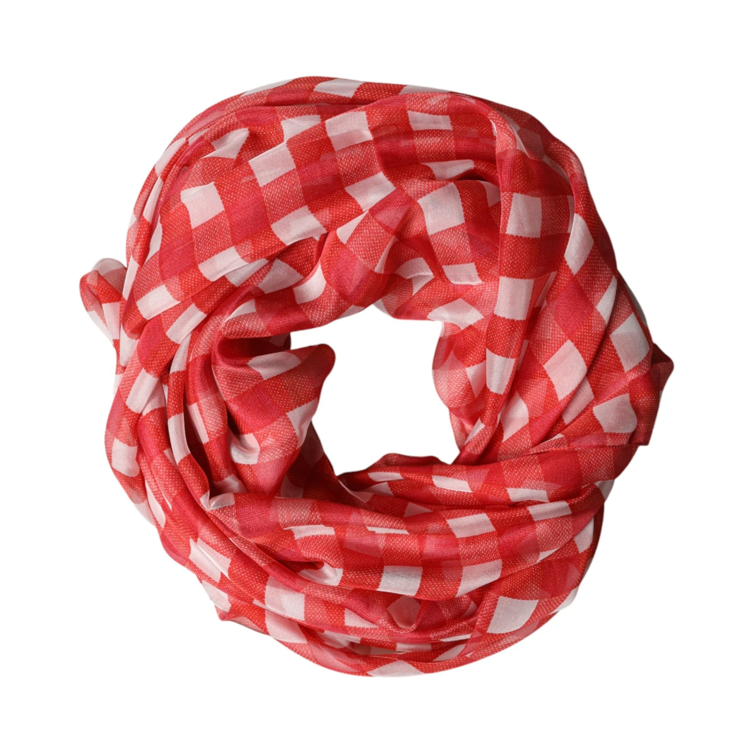 Red Checkered Stole Neck Wrap Shawl Scarf
