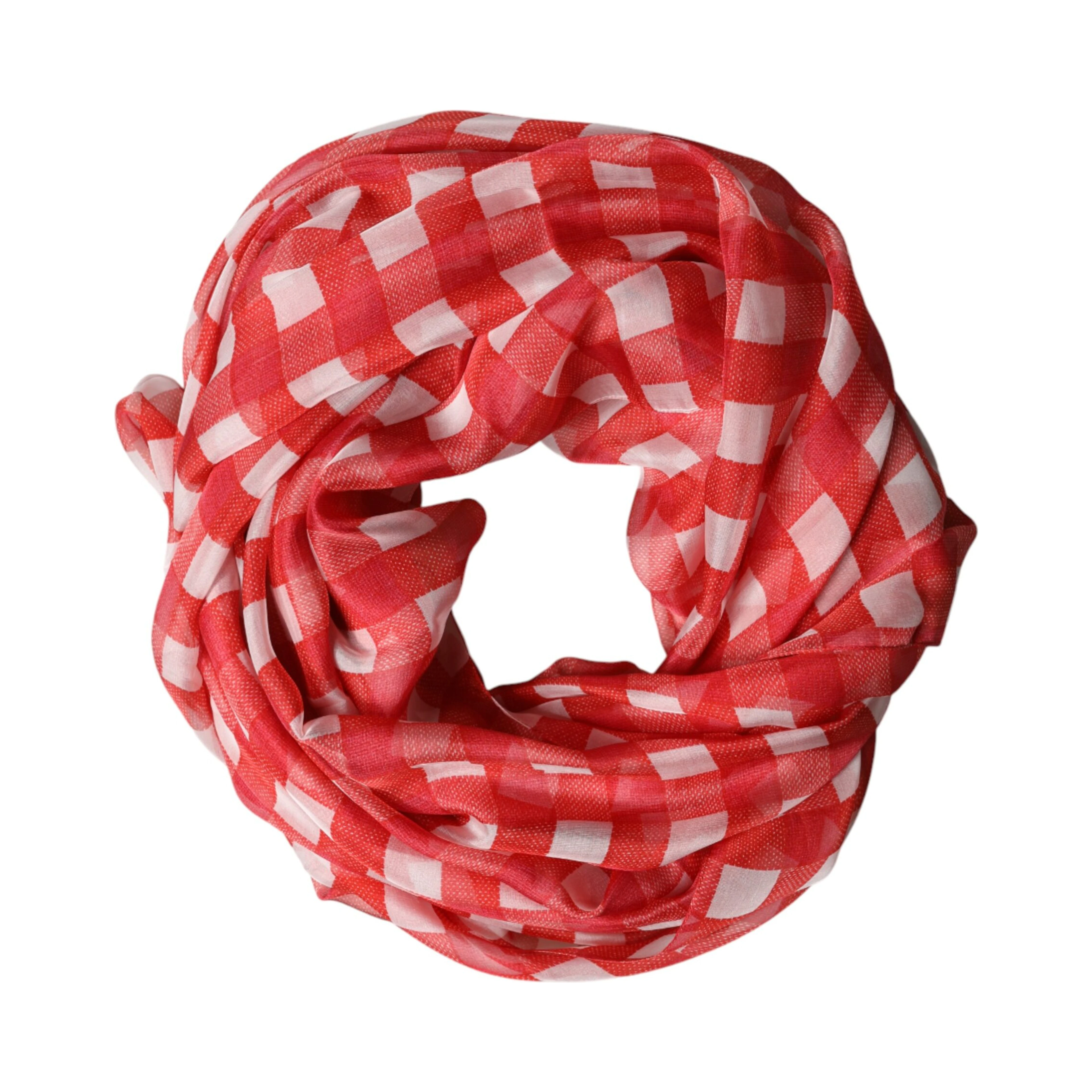 Red Checkered Stole Neck Wrap Shawl Scarf