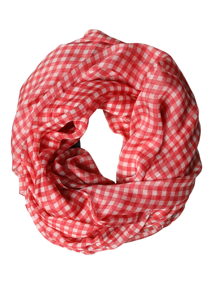Red Checkered Plaid Neck Wrap Shawl  Scarf