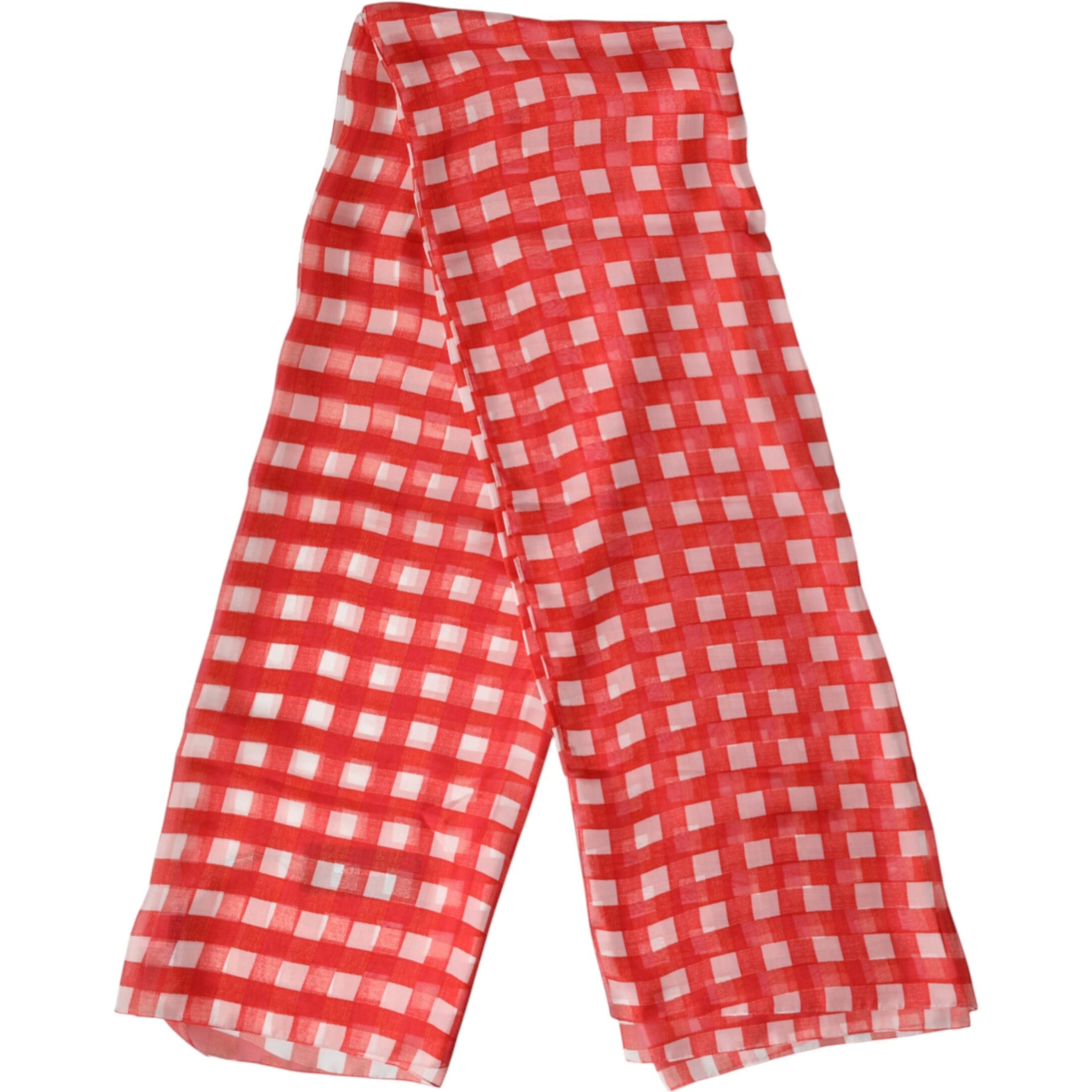 Red Checkered Stole Neck Wrap Shawl Scarf