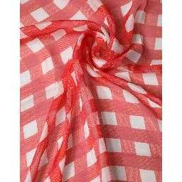 Red Checkered Stole Neck Wrap Shawl Scarf