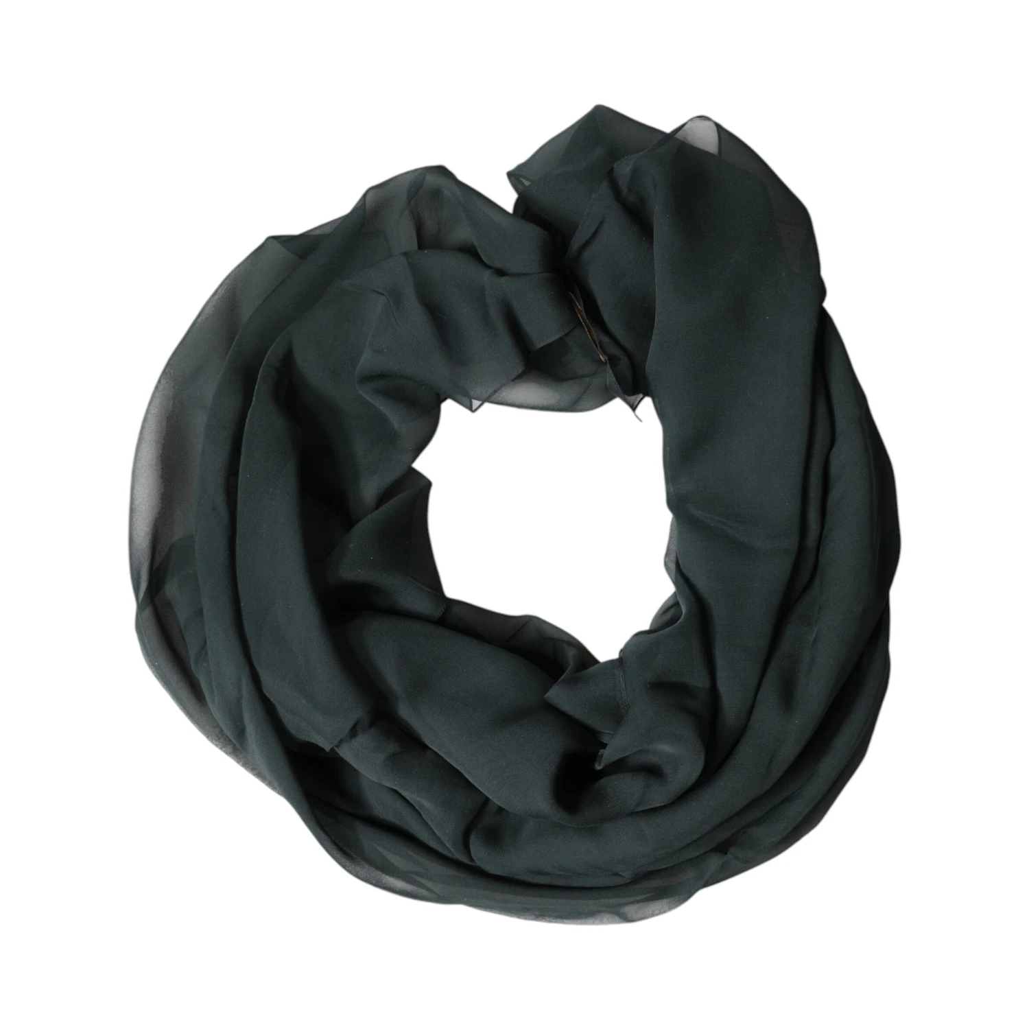 Dark Green Silk Neck Wrap Foulard  Scarf
