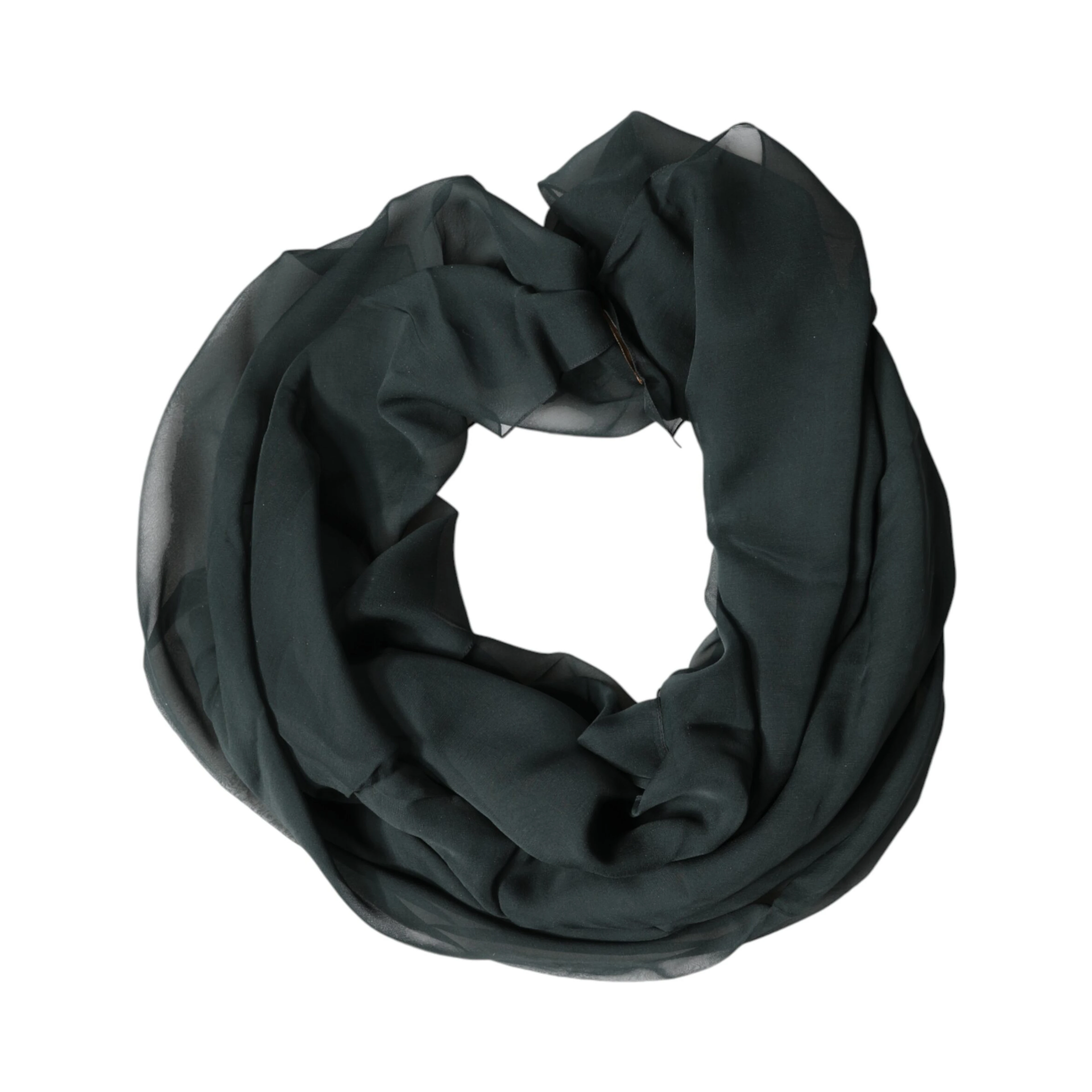 Dark Green Silk Neck Wrap Foulard  Scarf