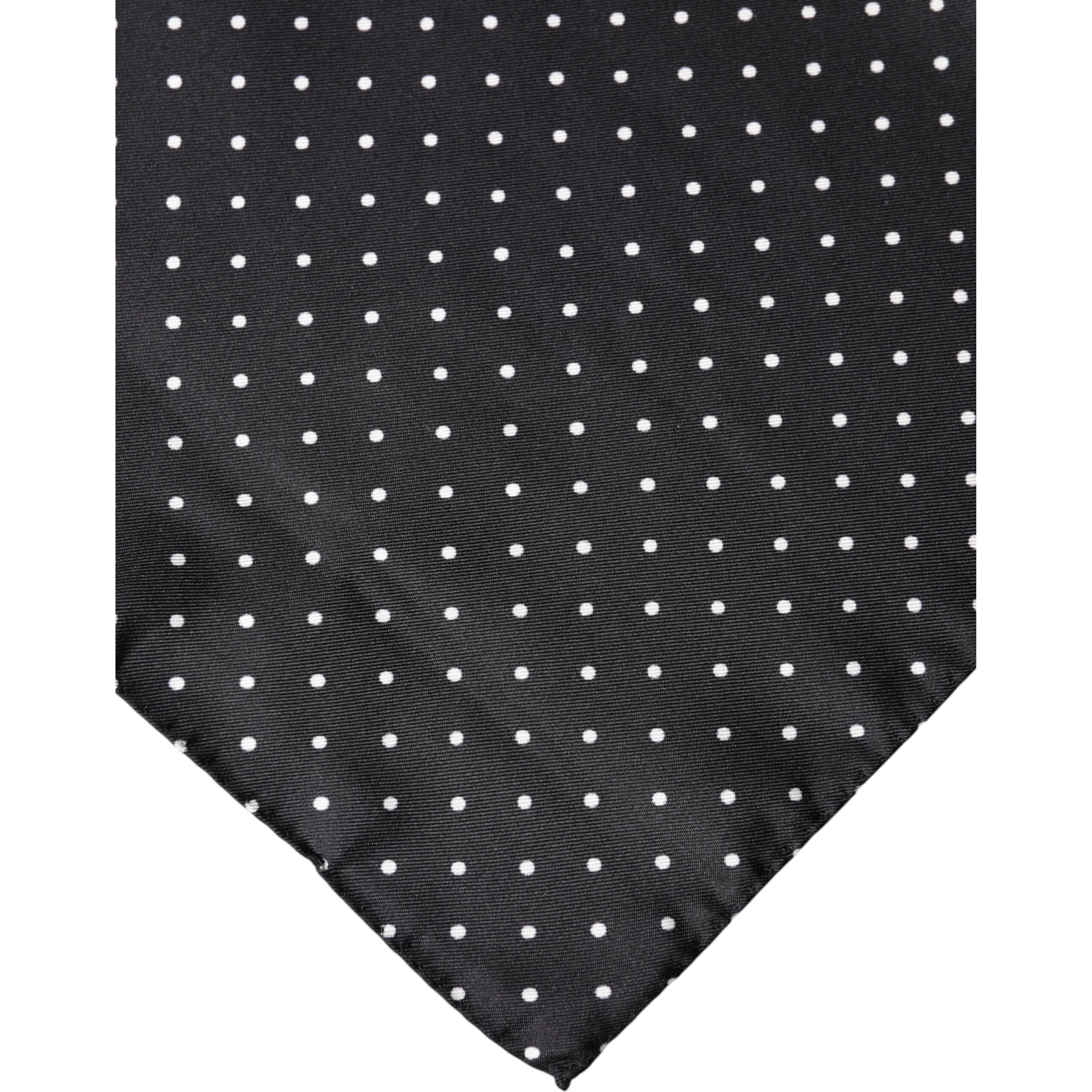 Black Polka Dot Silk Square Foulard Scarf