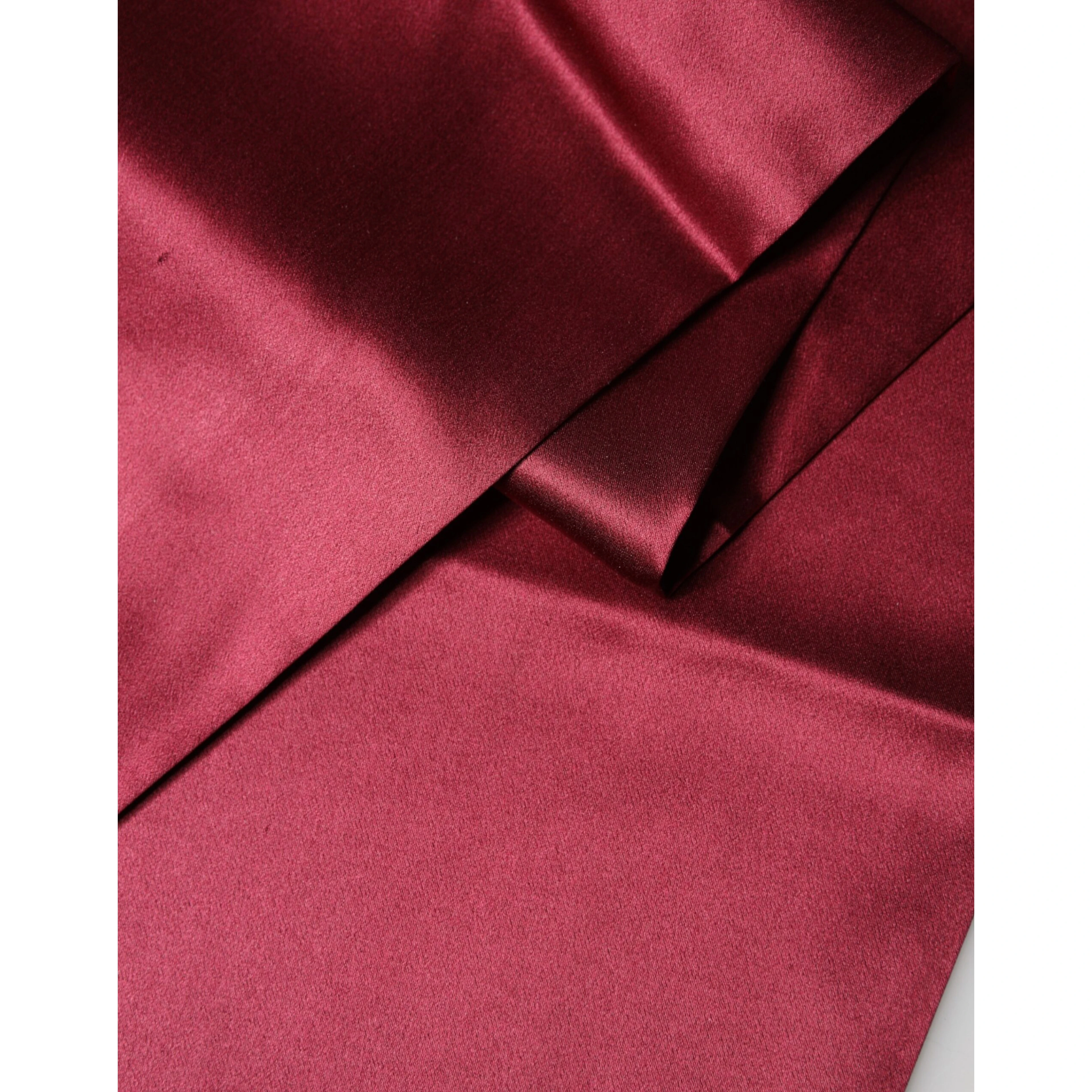 Red Satin Silk Fringes Neck Foulard Scarf
