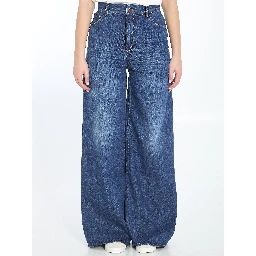 Wide-leg denim jeans