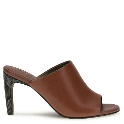 Brown Calf Leather Bos Taurus Mules