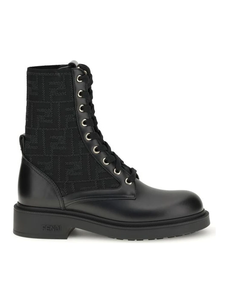 Black Calf Leather Bos Taurus Lace-Up Boots