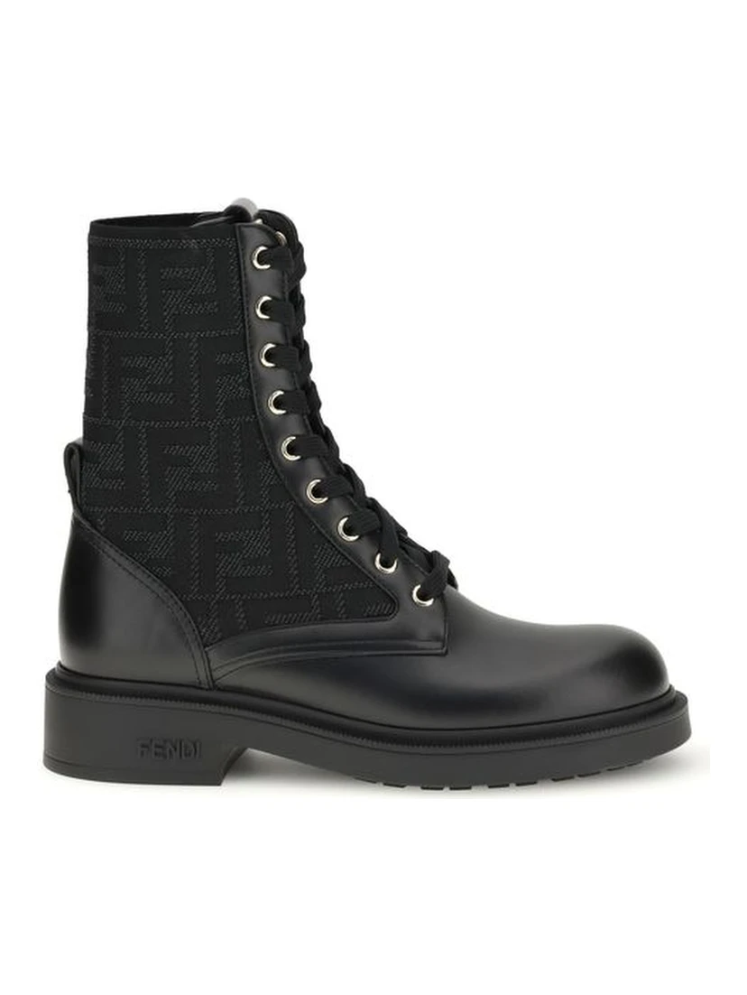 Black Calf Leather Bos Taurus Lace-Up Boots