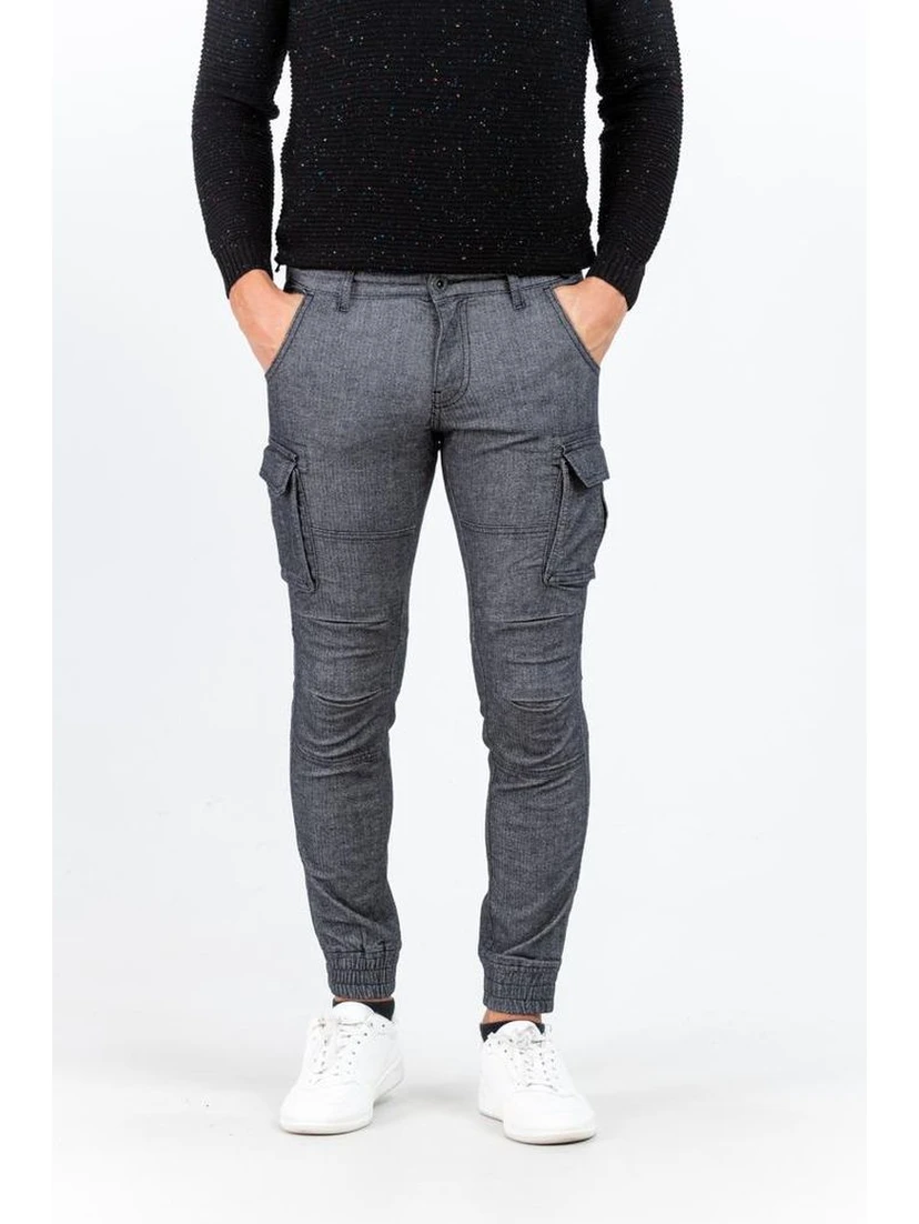 Gray Cotton Cargo Pants