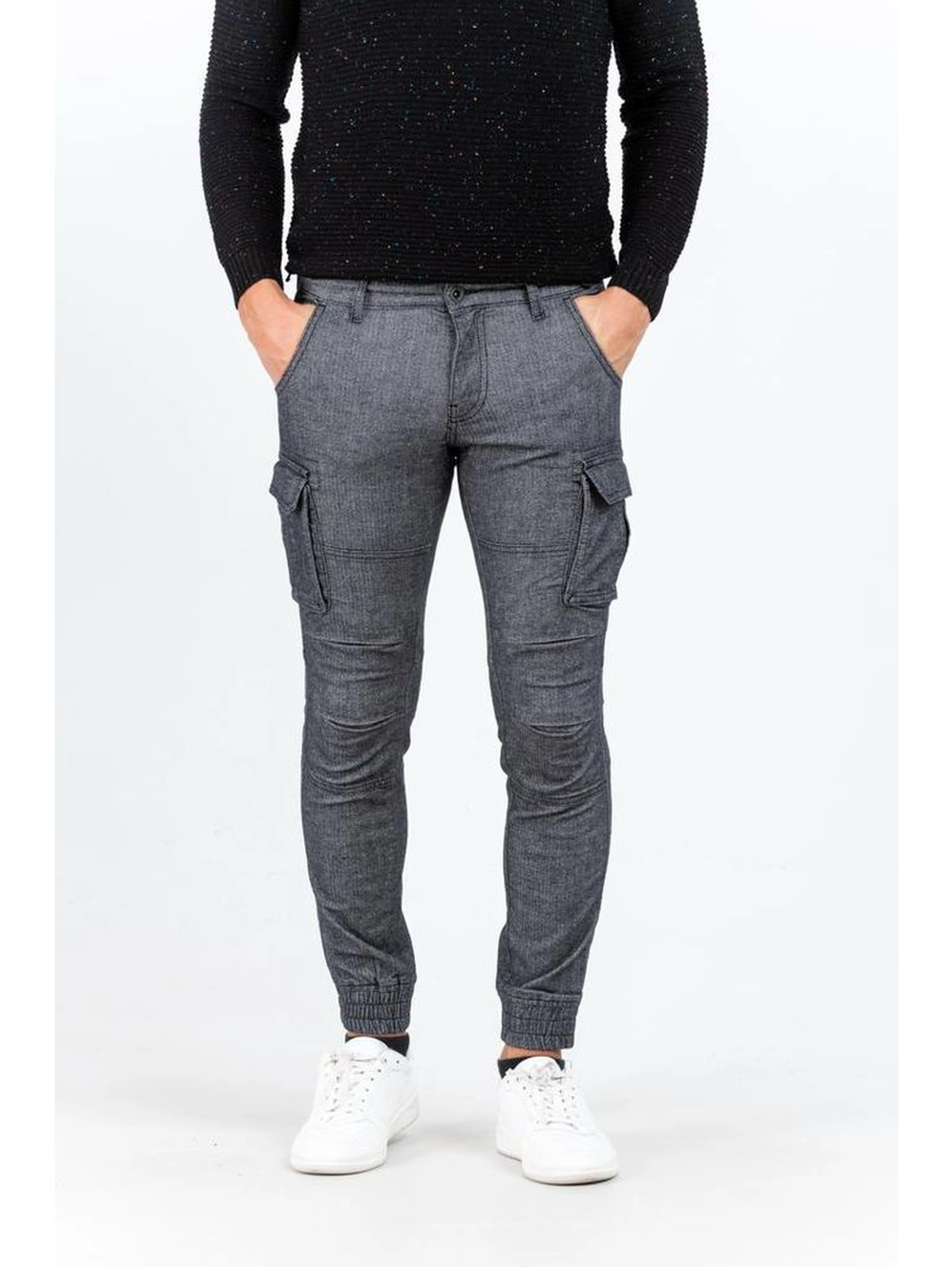 Gray Cotton Cargo Pants