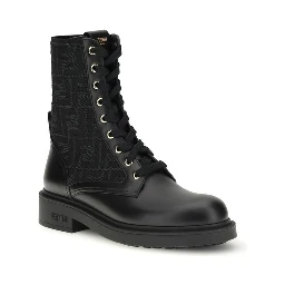 Black Calf Leather Bos Taurus Lace-Up Boots