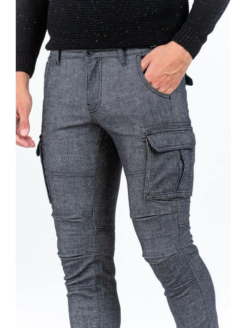 Gray Cotton Cargo Pants