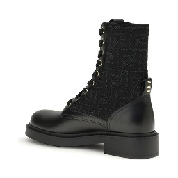 Black Calf Leather Bos Taurus Lace-Up Boots