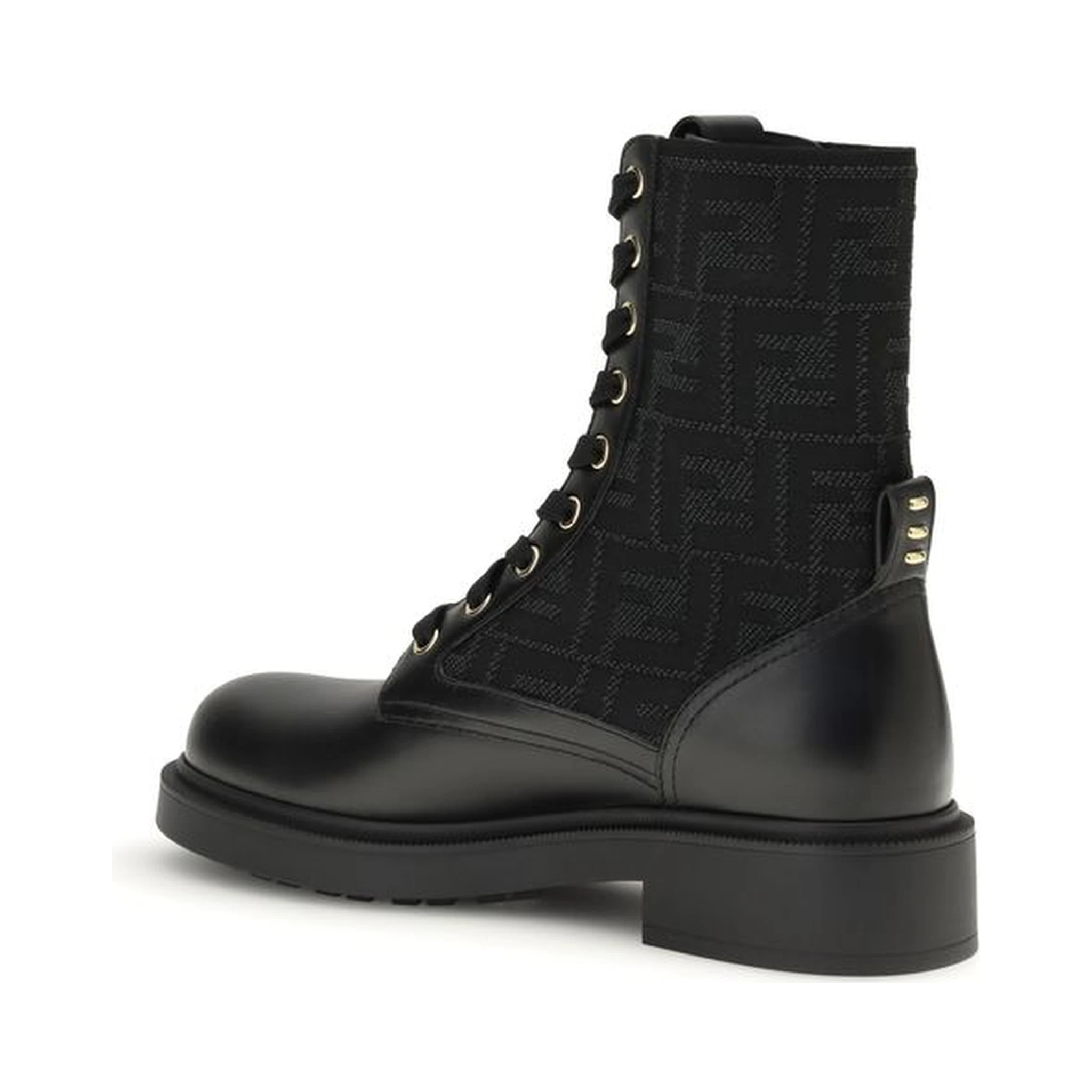 Black Calf Leather Bos Taurus Lace-Up Boots