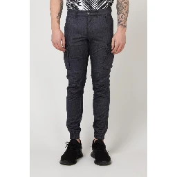 Navy Blue Polyester Cargo Pants