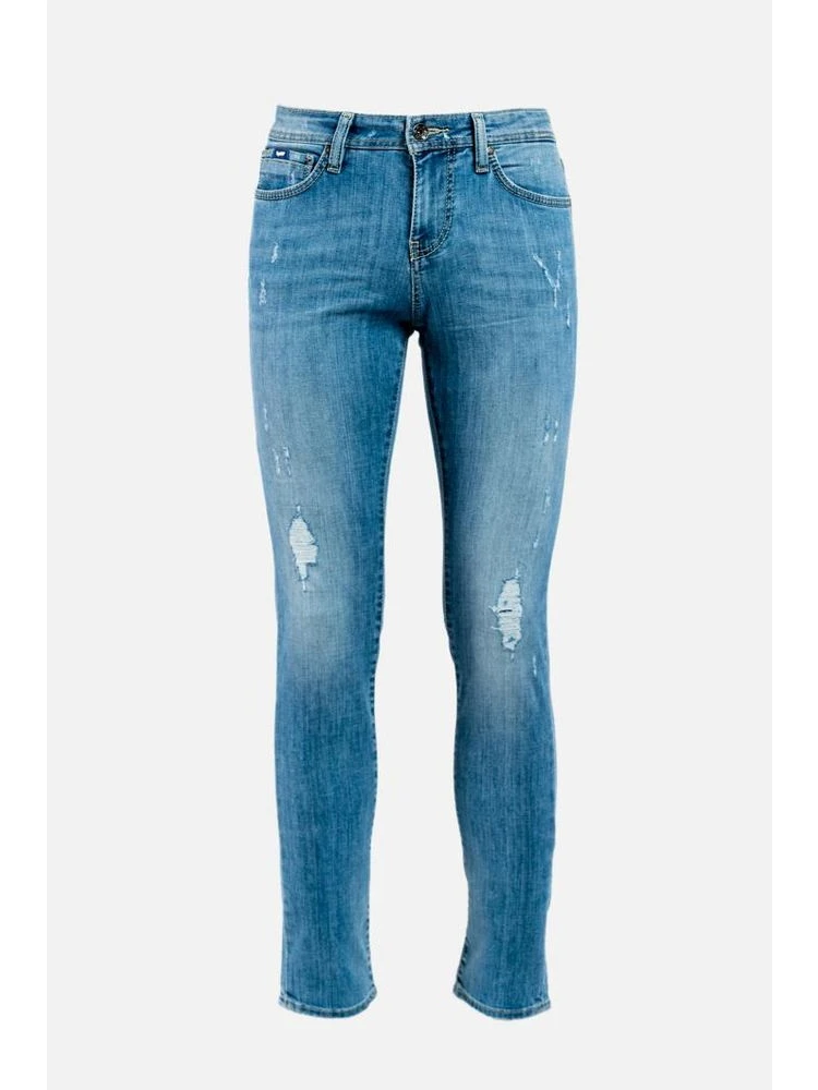 Blue Cotton Skinny Jeans
