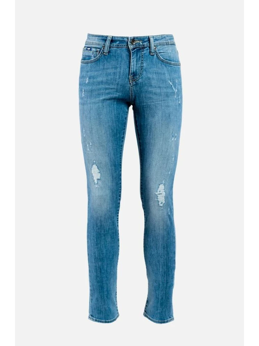 Blue Cotton Skinny Jeans