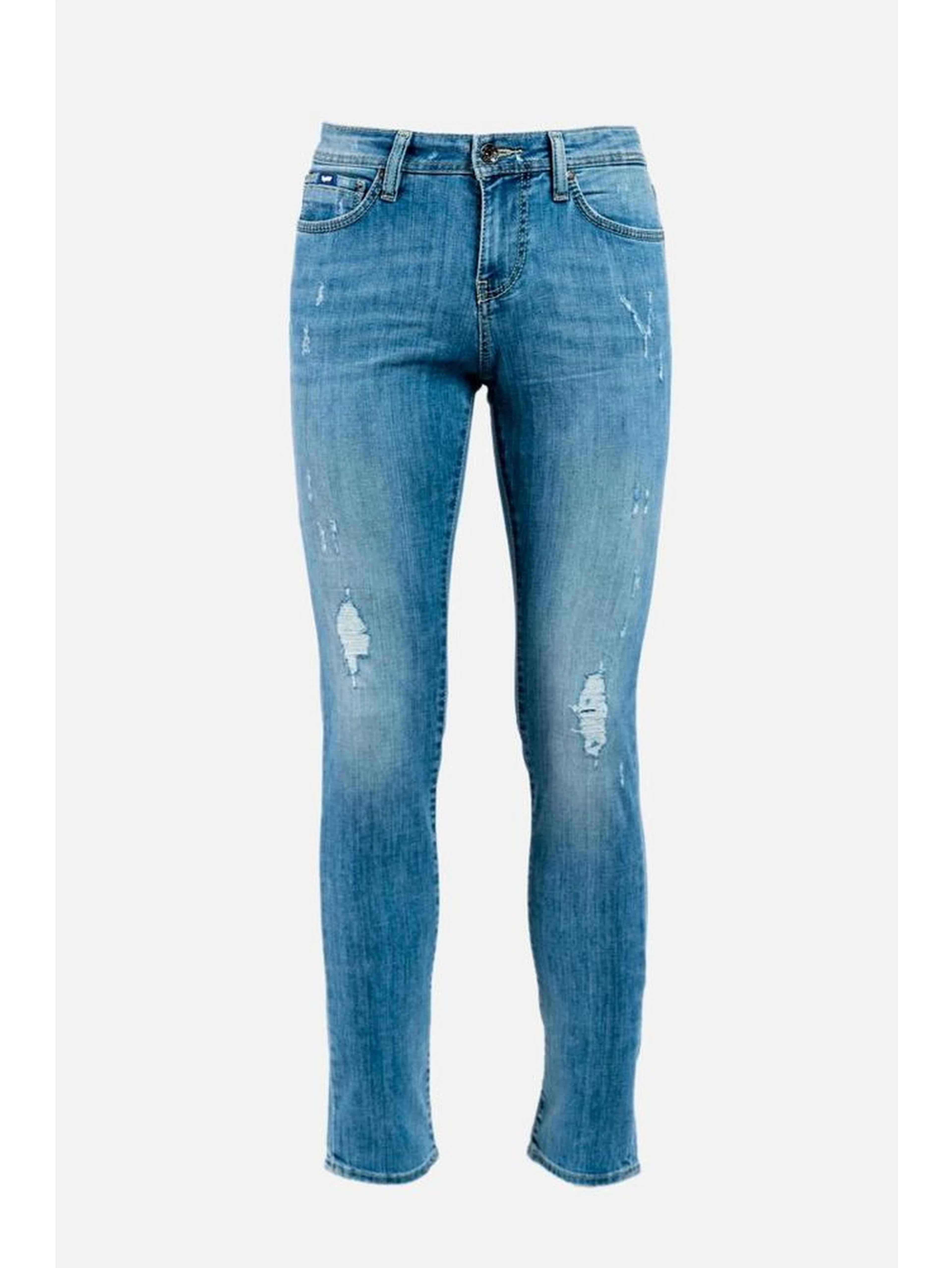 Blue Cotton Skinny Jeans