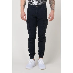 Navy Blue Cotton Cargo Pants
