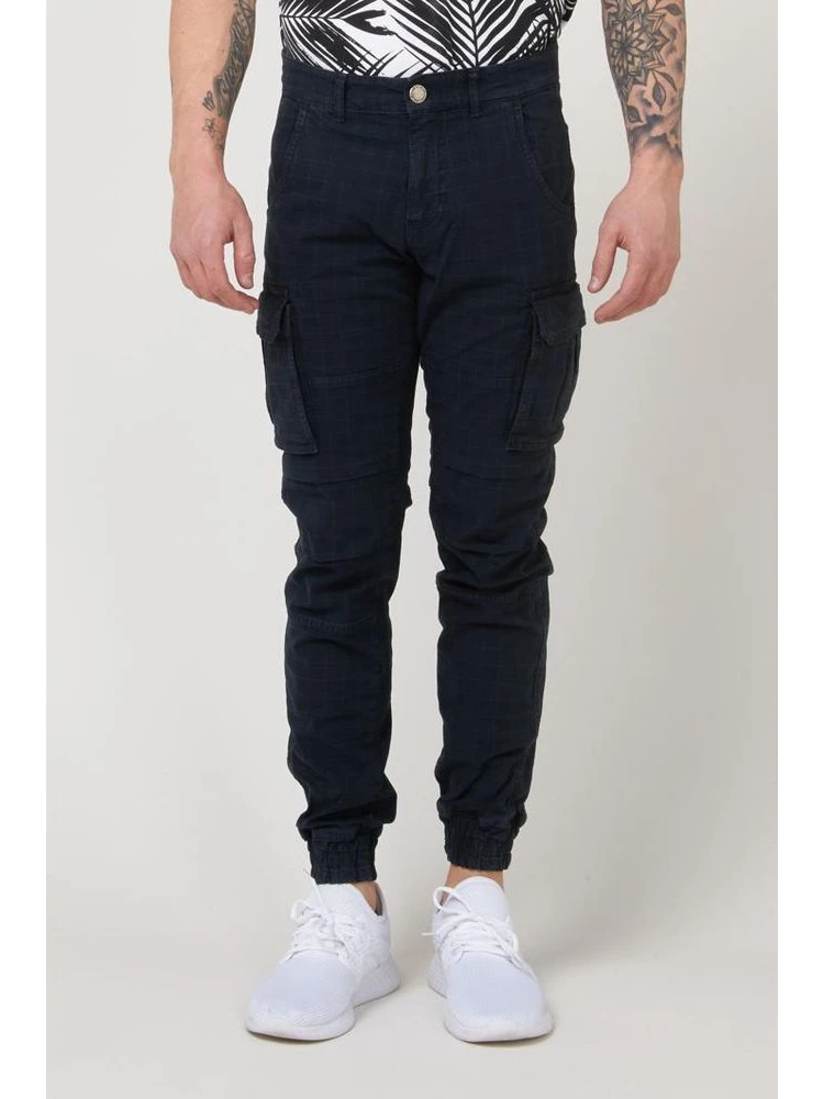 Navy Blue Cotton Cargo Pants