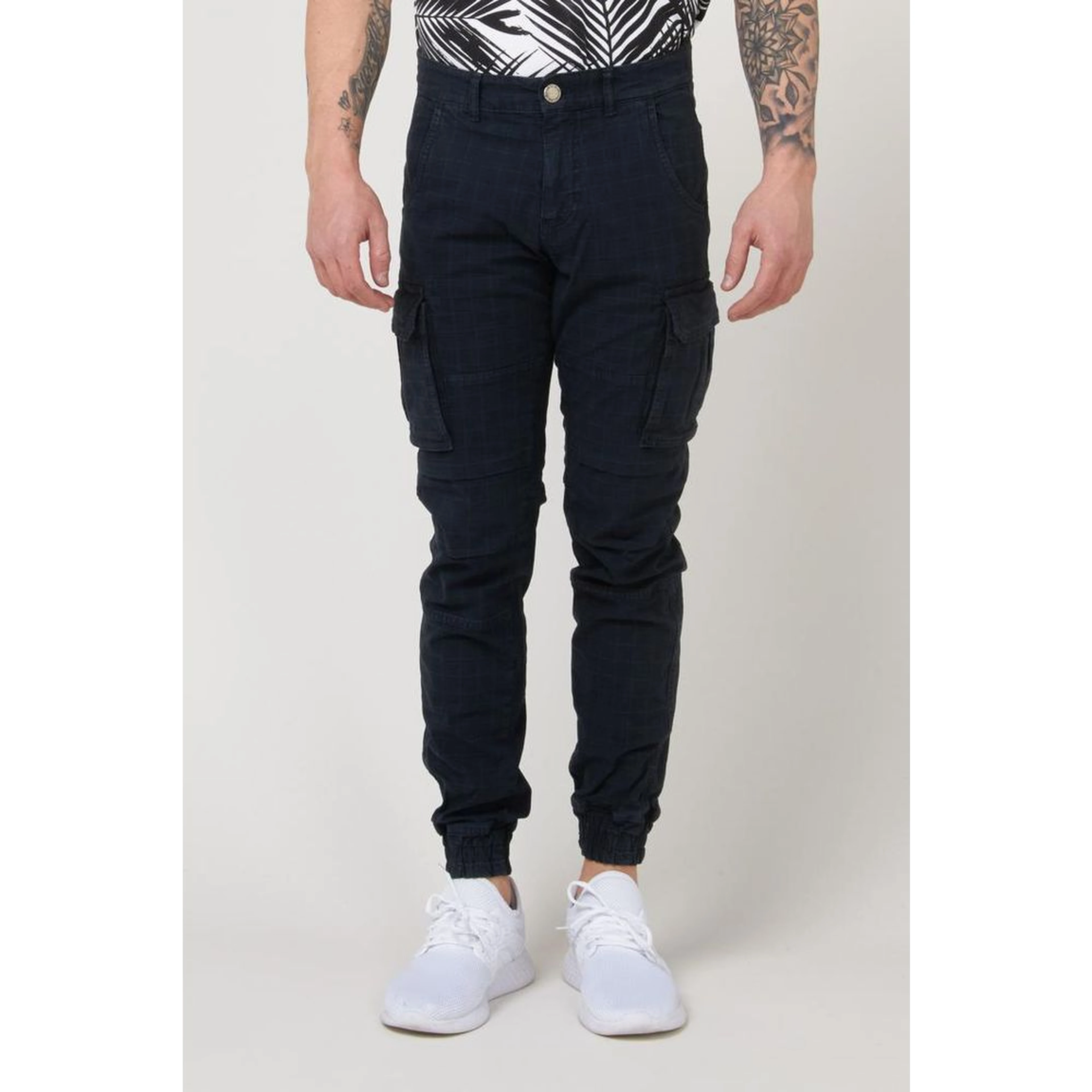 Navy Blue Cotton Cargo Pants