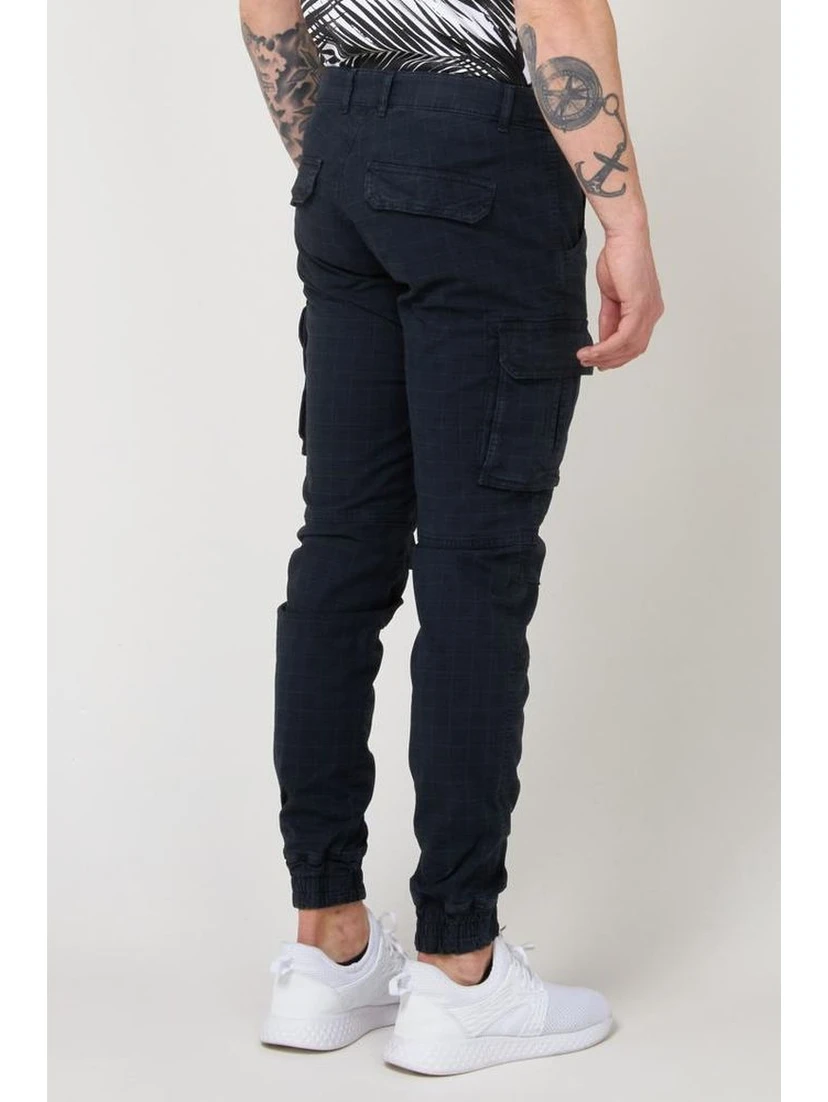 Navy Blue Cotton Cargo Pants