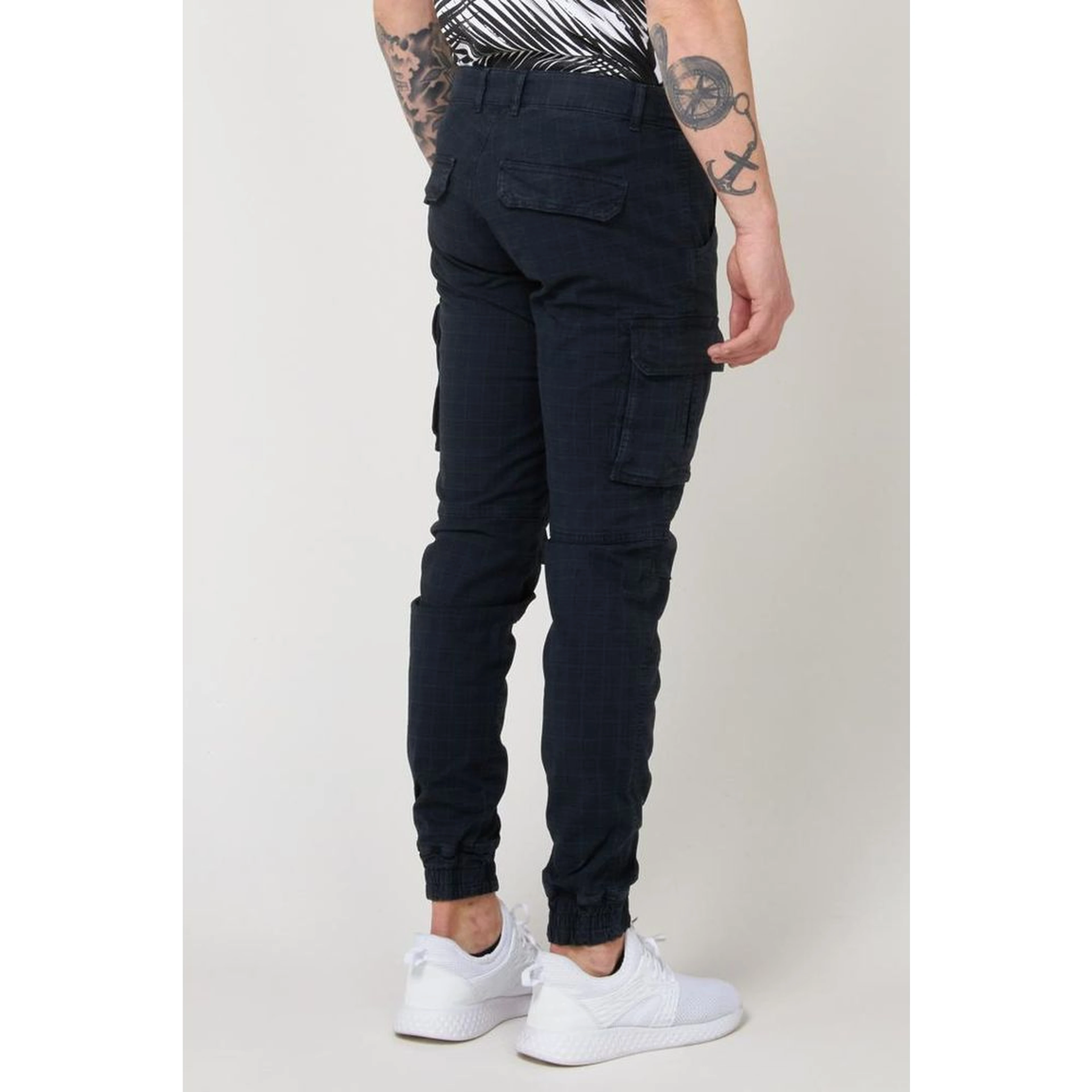 Navy Blue Cotton Cargo Pants
