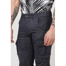 Navy Blue Polyester Cargo Pants