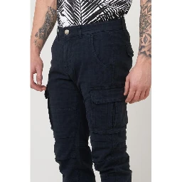 Navy Blue Cotton Cargo Pants