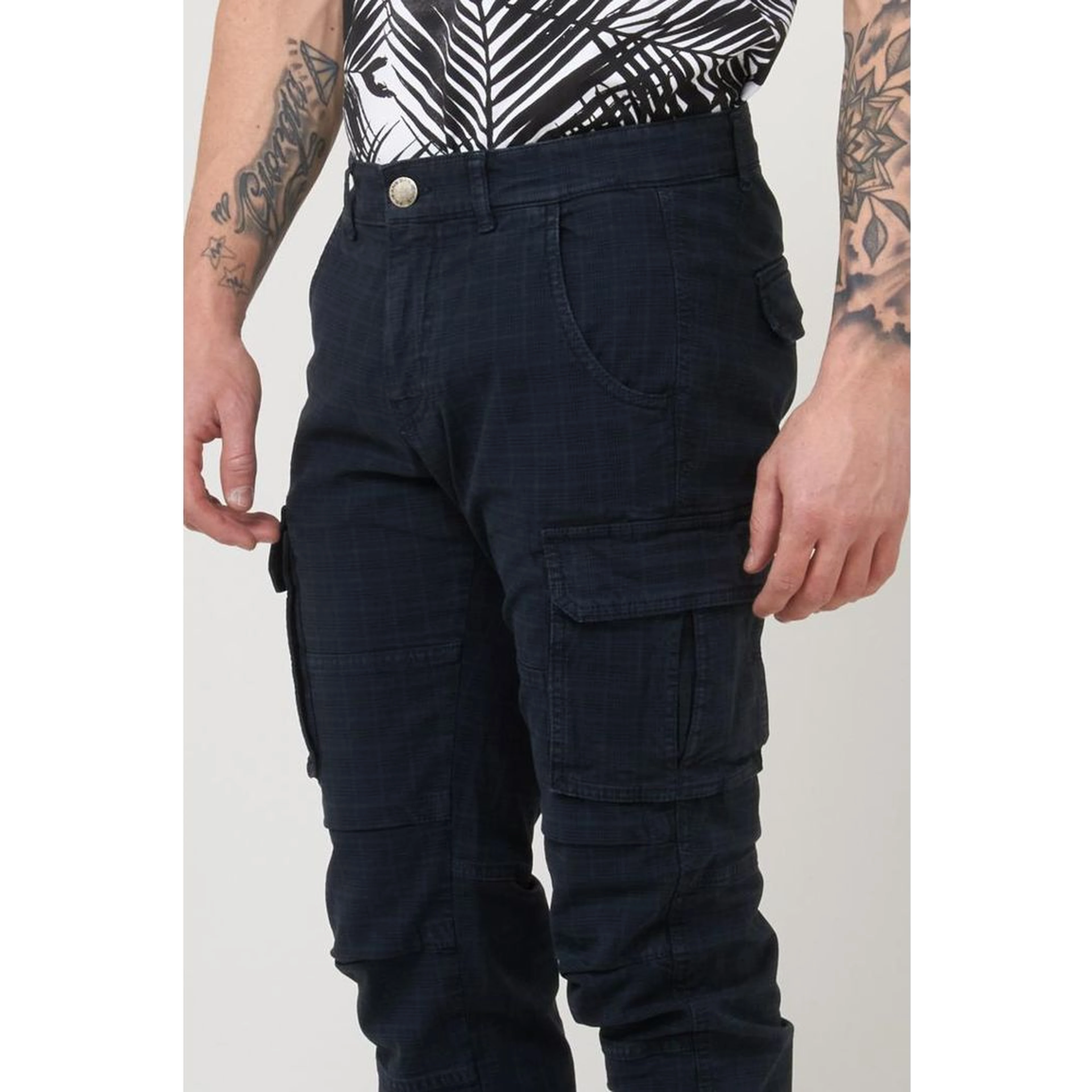Navy Blue Cotton Cargo Pants