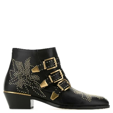 Chloé Susanna Studded Buckle Boots | Black | FARFETCH