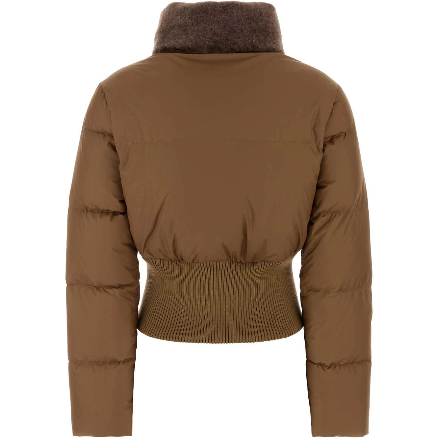 Short Padded Down Jacket With Shearling Collar