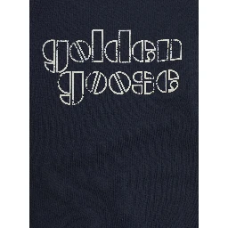 Blue Crewneck Sweatshirt with Logo Lettering on the Front in Cotton Blend Boy