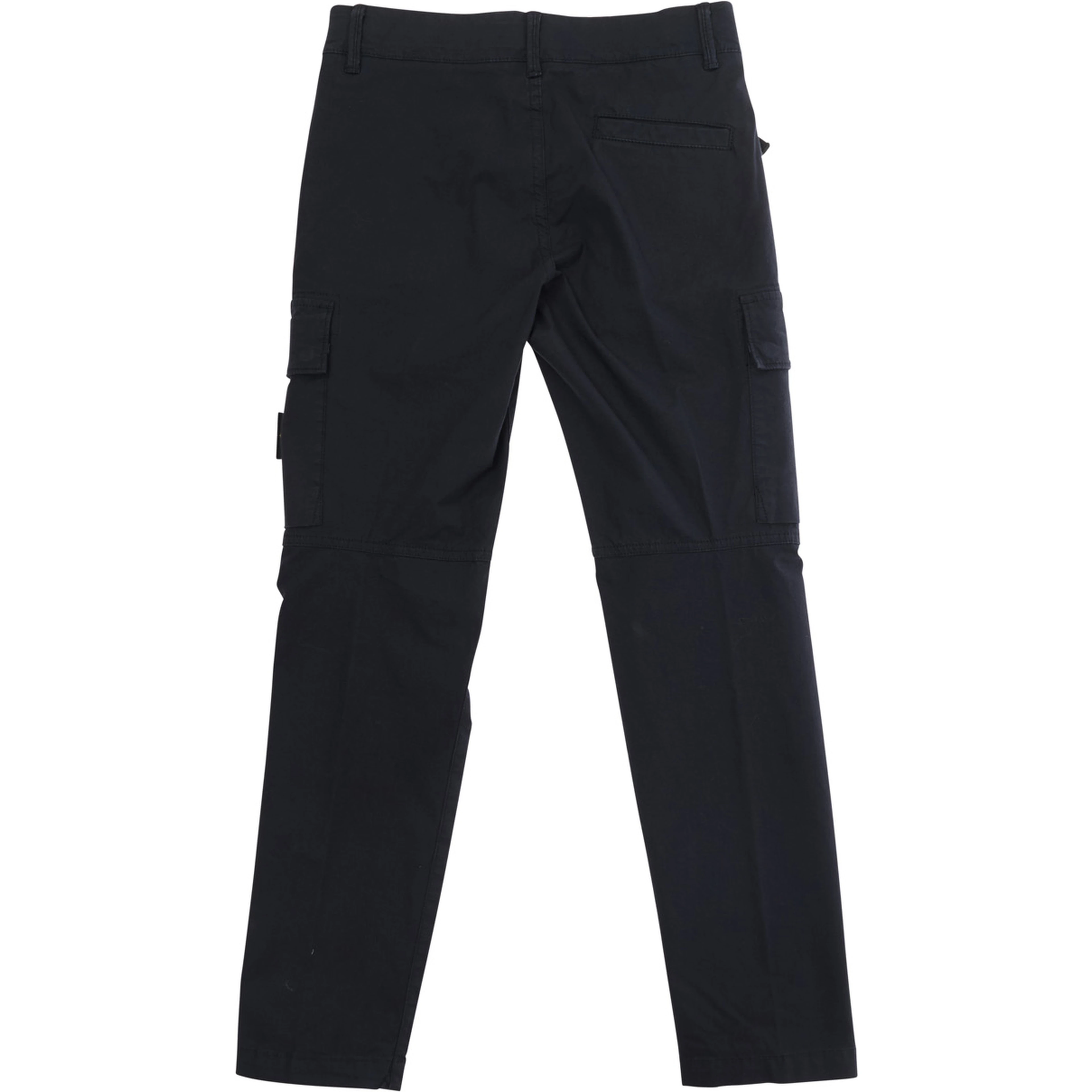Blue Pants with Logo Patch on the Front and Two Flap Pockets in Stretch Cotton for Kids
