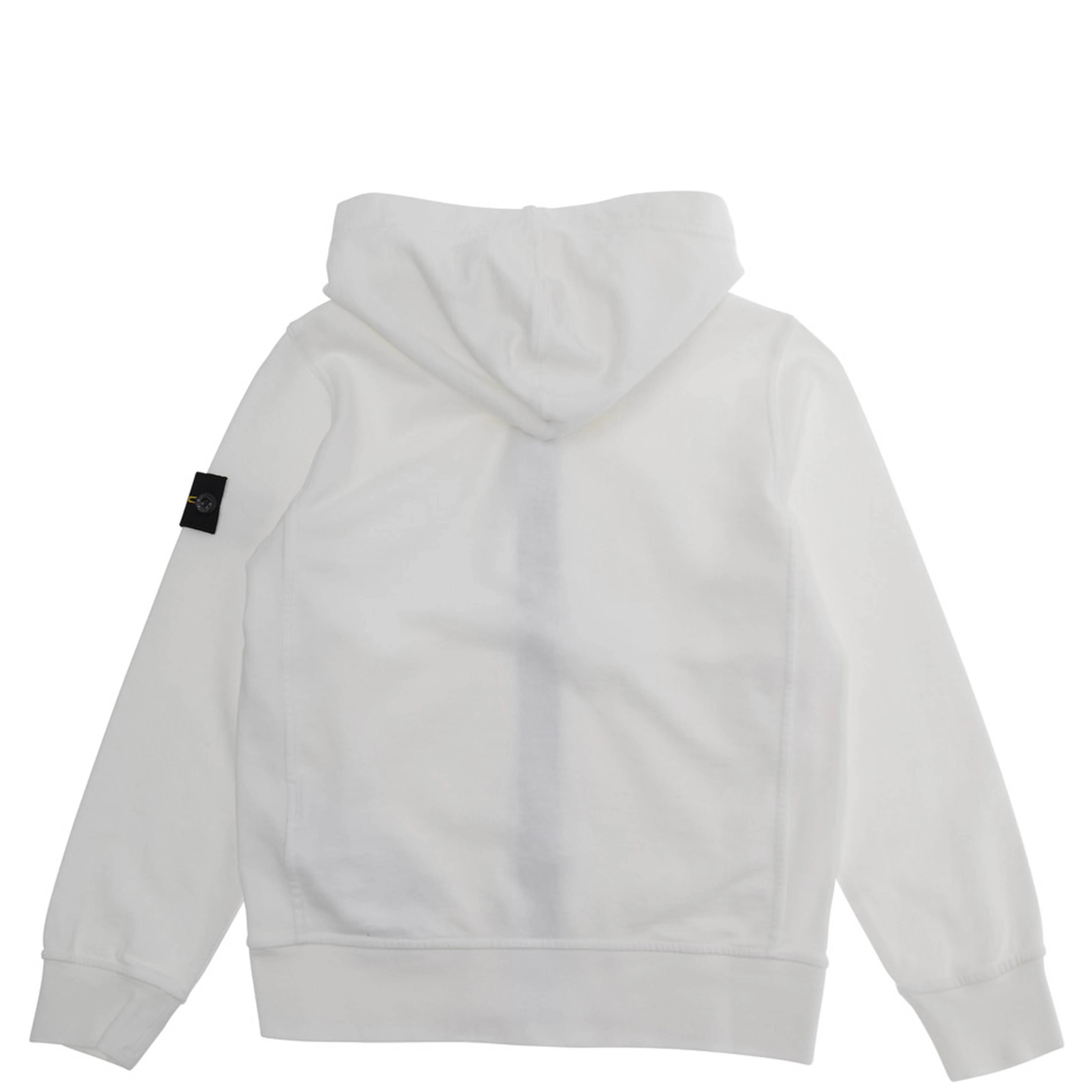 White Sweatshirt with Fixed Hood and Logo Patch on the Sleeve in Cotton Boy