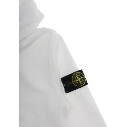 White Sweatshirt with Fixed Hood and Logo Patch on the Sleeve in Cotton Boy