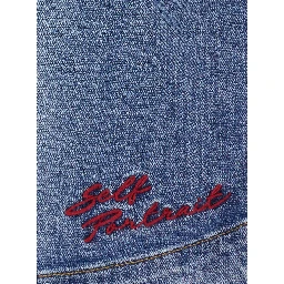 Blue Dress with Zip Closure on the Front and Embroidered Logo in Denim Woman