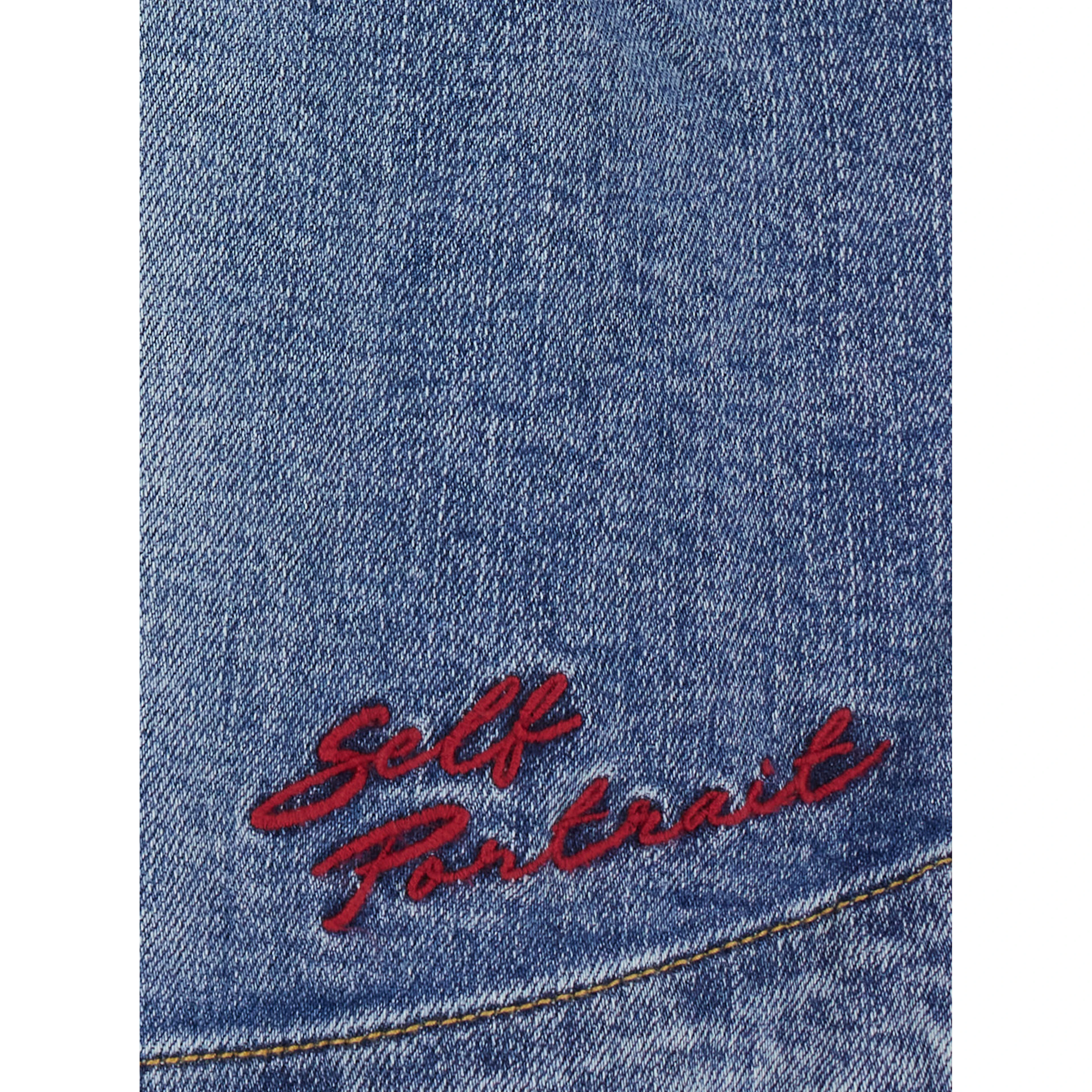 Blue Dress with Zip Closure on the Front and Embroidered Logo in Denim Woman