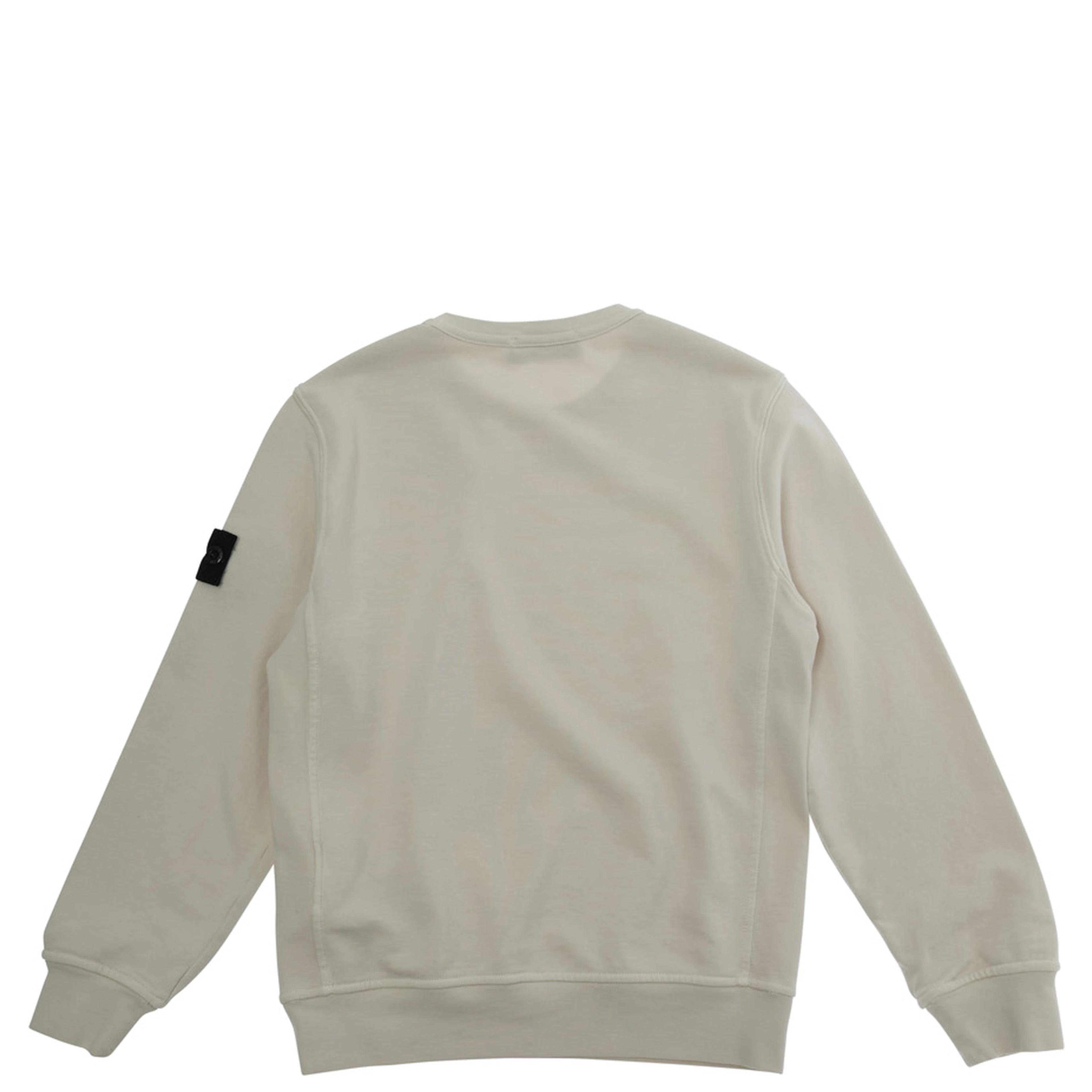 White Sweatshirt with Round Neck and Logo Patch on Sleeve for Kids