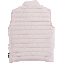 Sleeveless Puffer Jacket with Logo Patch on the Side and Two Zip Pockets on the Front in Pink Tech Fabric for Kids