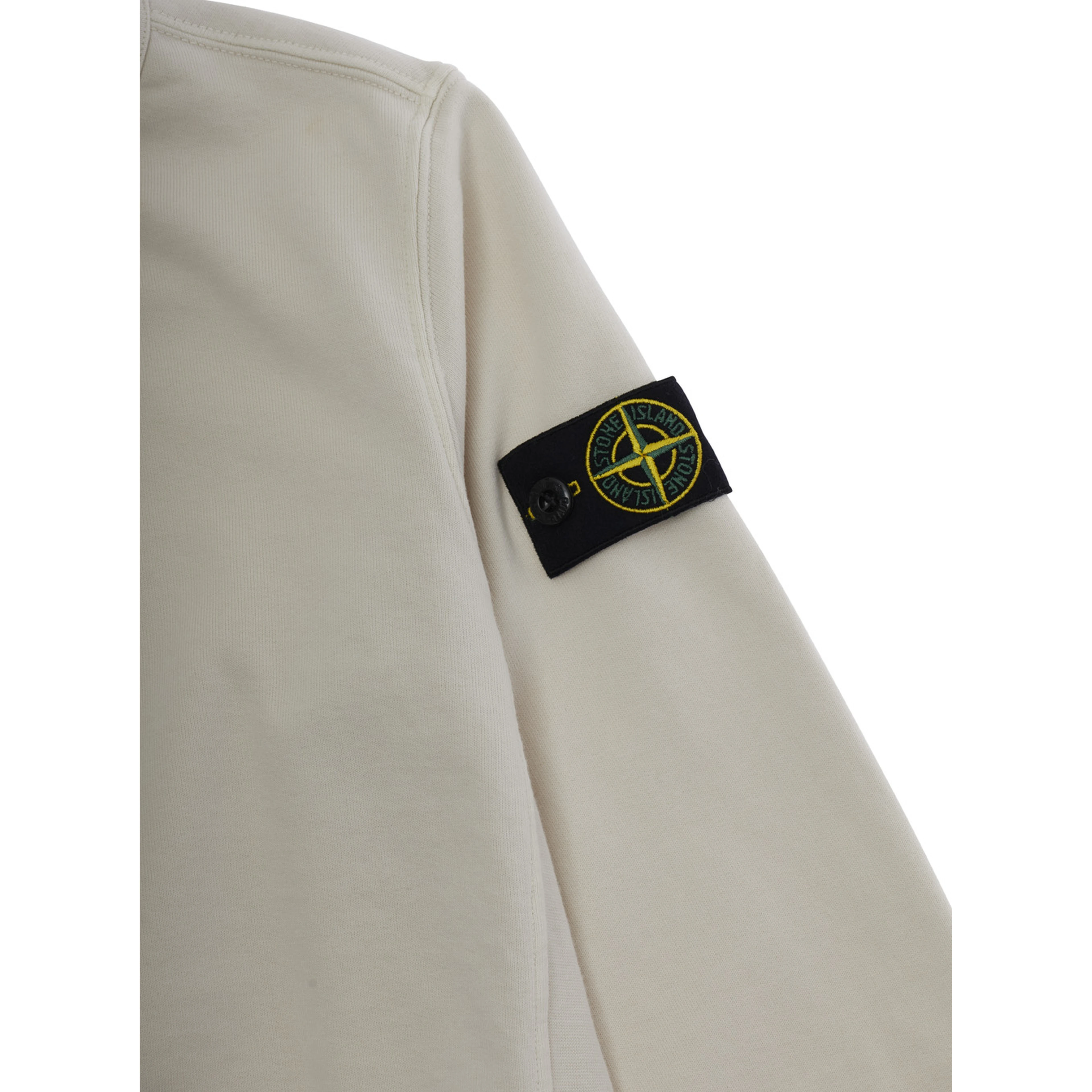 White Sweatshirt with Round Neck and Logo Patch on Sleeve for Kids