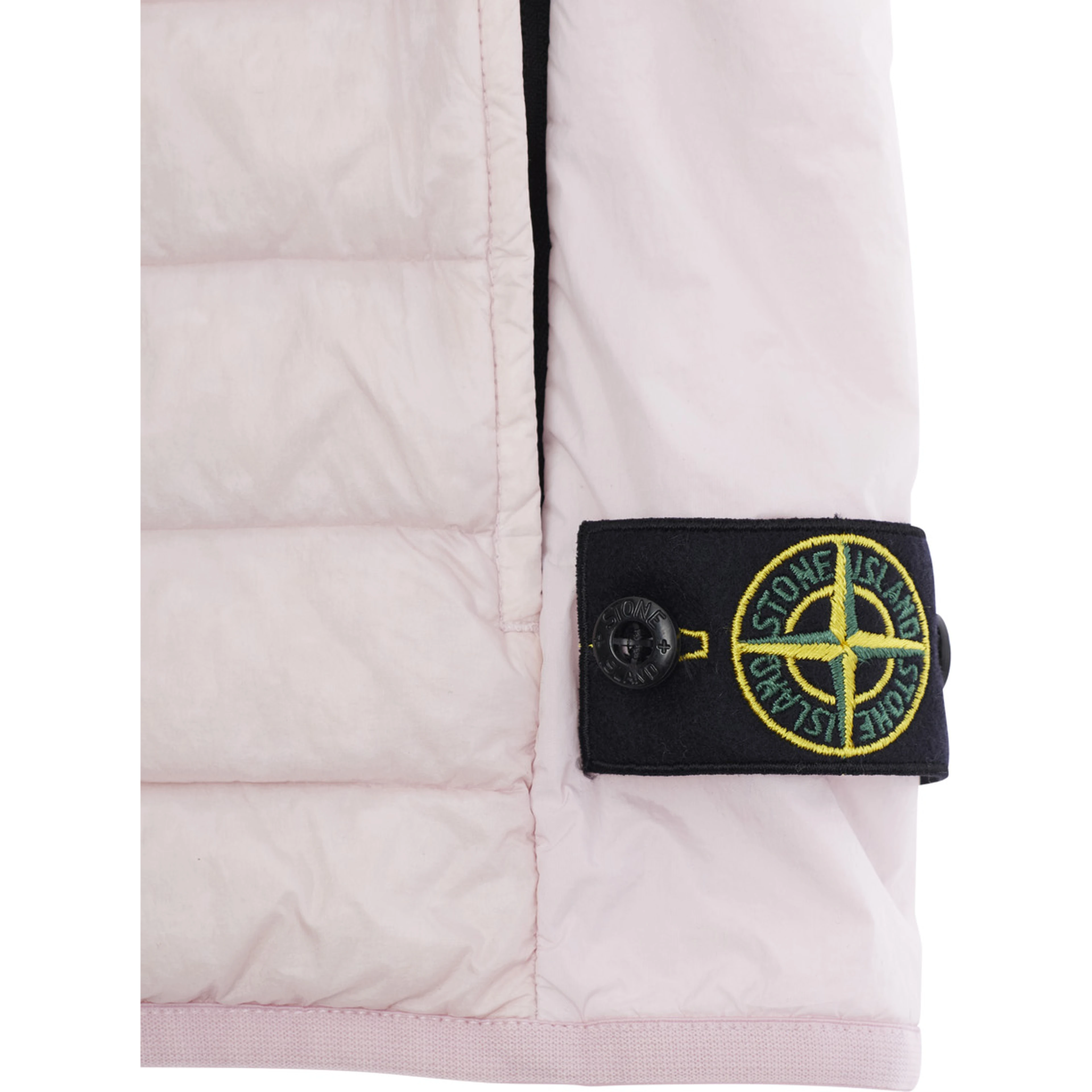 Sleeveless Puffer Jacket with Logo Patch on the Side and Two Zip Pockets on the Front in Pink Tech Fabric for Kids