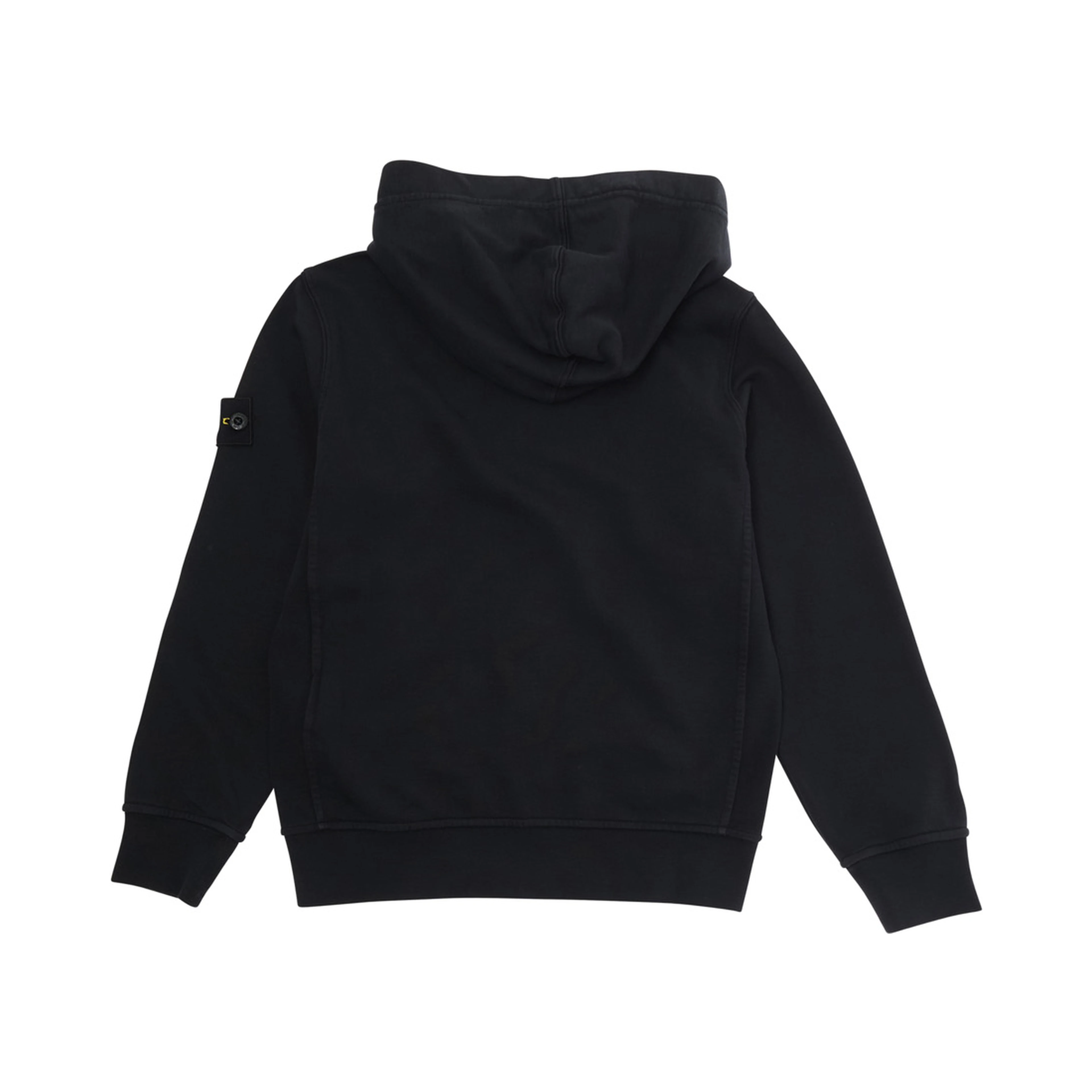 Black Cotton Hoodie with Logo Patch on Sleeve for Kids